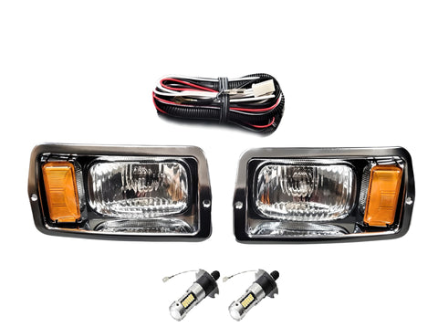 LED Chrome Headlights with Wire Harness for Club Car DS 1982-1992