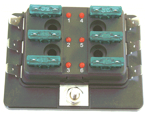Fuse Block 6 with Cover Red LED Light