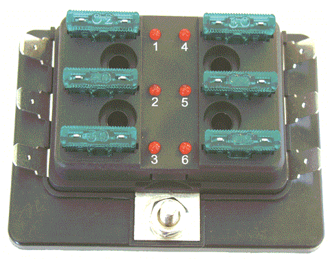 Fuse Block 6 With Cover / Red LED Light